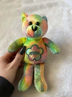 Vintage 1999 G.A.C. Groovy Tie Dye Bean Bag Plush Bear Flower Power